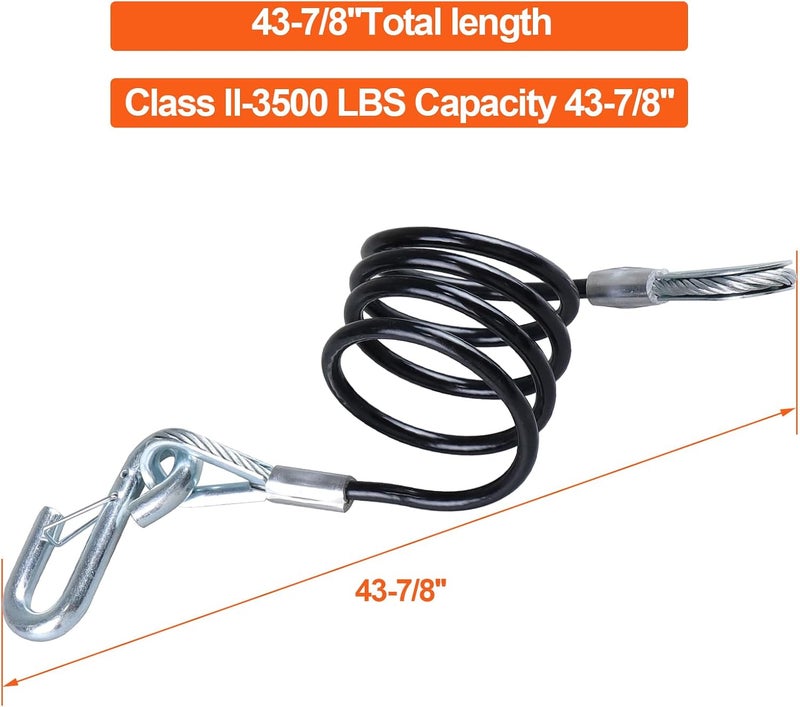 TeukRiGa 1/4"x 43-7/8" Grade 30 Steel Black Boat Trailer Safety Chain with 1 Spring Clip Hooks 3500 lbs, 2 Pcs (1/4"x 43-7/8") - Image 4